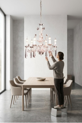 Grote hanglamp Woonkamerlamp Kroonluchter Wit Kristallen kandelaar