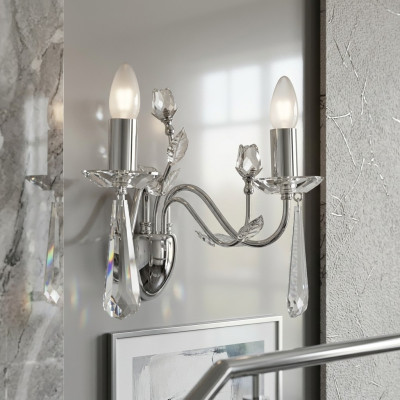 Wandlamp Lichtkronenluster Wandlamp Kroonluchter Kristallen Wandlamp Zilver