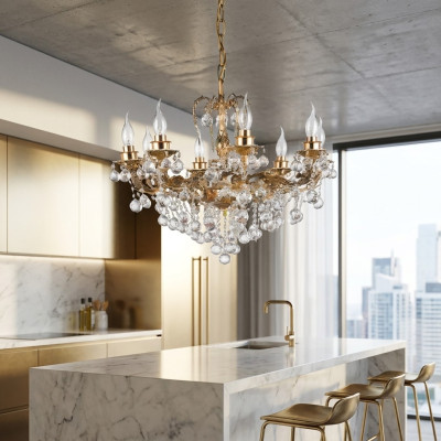 Luxe kroonluchter plafondlamp plafondlamp kristal kunst goud