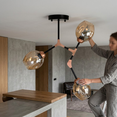 Plafond (arm) kroonluchter plafondlampen goud modern glas