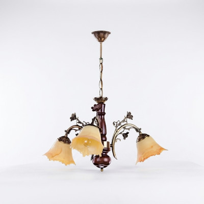 Luster Plafondlamp Bloemen Plafondluchter Kroonluchter Lamp Glas Beige