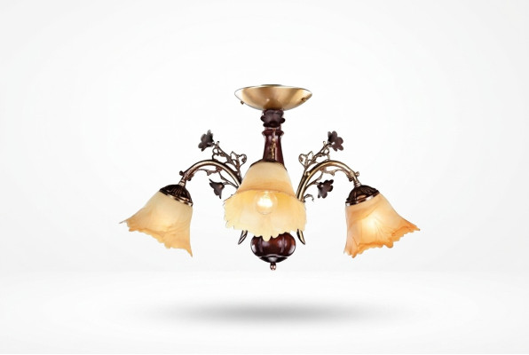 Plafondlamp Bloemen Plafondlamp Kroonluchter Kandelaar Lamp Glas Bruin