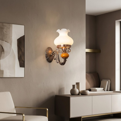 Lamp Wandlamp Wandrozetten Wandlamp Kandelaar Wand Bruin Barok Glas
