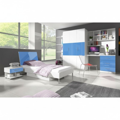 Blauwe kinderkamer, slaapkamer, jeugdkamer set, kast, tafel, bed nieuw 4-delig.