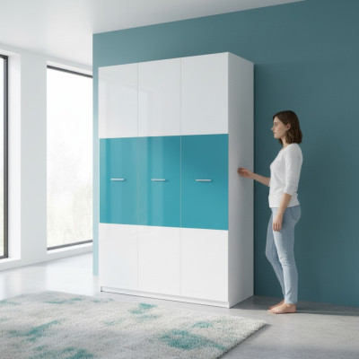 Kledingkast Slaapkamer Multifunctionele kasten Hout 3-deurs Blauw Nieuw