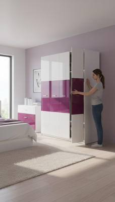Paarse kasten houten kast hoogglans kledingkast kasten kinderkamer