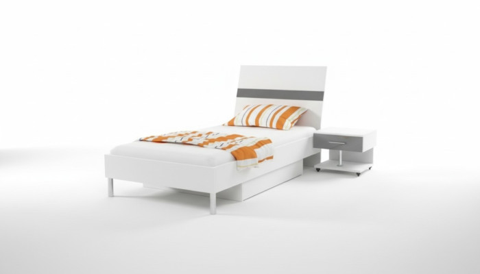 Bed + nachtkastje slaapkamer jeugdkamer kinderkamer set meubels zwart 2-delig.