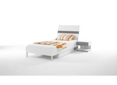 Bed + nachtkastje slaapkamer jeugdkamer kinderkamer set meubels zwart 2-delig.