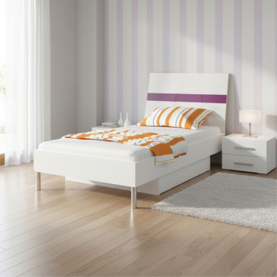 Bedden Lila Houten Design Eenpersoonsbed Hoogglans Single Kinderbed Meisje