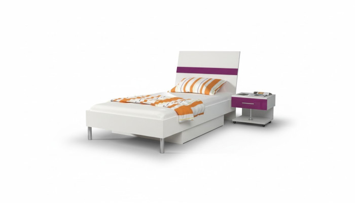 Bed + Nachtkastje Slaapkamer Jeugdkamer Kinderkamer Set Meubels Paars 2-delig.