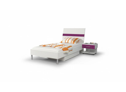 Bed + Nachtkastje Slaapkamer Jeugdkamer Kinderkamer Set Meubels Paars 2-delig.