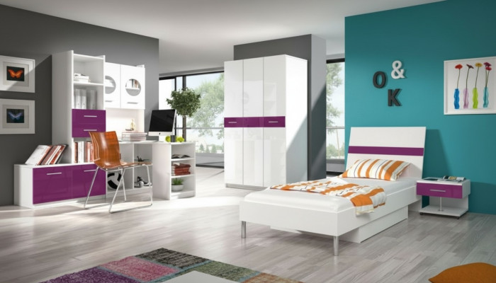 Regaal kast Boekenkast voor kinderkamer tienerkamer Wit Paars Hoogglans