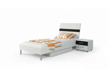Bed + nachtkastje - Slaapkamermeubels Kinderkamer bedden Zwart 2-delige set Nieuw