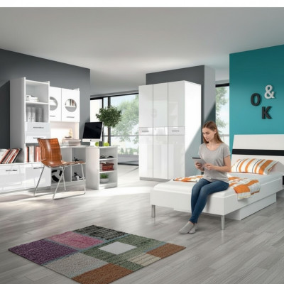 Moderne houten hoekbureau voor jeugd kinderkamer - wit meubelontwerp