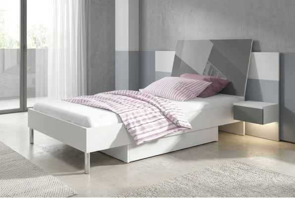 Kinderkamer Bed Slaapkamer Bedden Eenpersoonsbed Single Jeugdkamer Grijs Hout