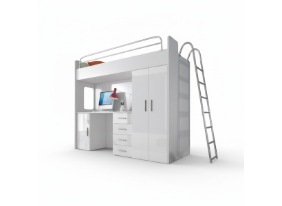 Wit stapelbed hout stapelbed meisjes hoogglans bureau kast nieuw