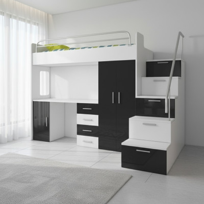 Stapelbed Zwart Tafel Kast Multifunctioneel Stapelbed Kinderkamer