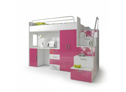 Stapelbed Roze Tafel Kast Multifunctioneel Stapelbed Kinderkamer