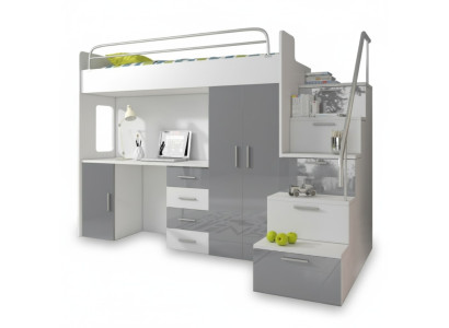 Stapelbed Grijs Tafel Kast Multifunctioneel Stapelbed Kinderkamer