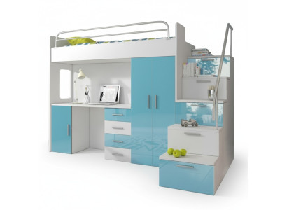 Stapelbed stapelbed bed kinderbed jeugdbed hoogslaper blauw kinderkamer