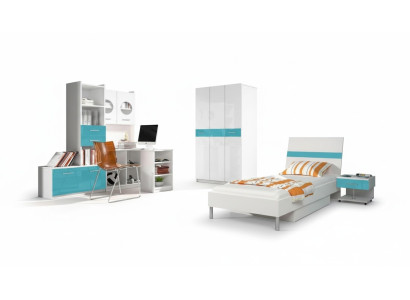 Kinderkamer Turkoois Modern Kast Commode Hout Tafel Slaapkamer Jeugd 5-delig