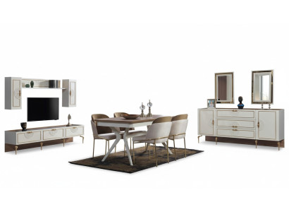 Eetkamerset eettafel 4x stoel dressoir groepstafel 8-delige set.