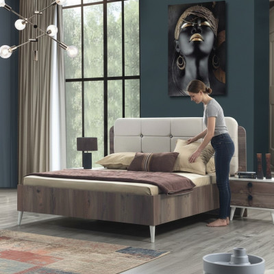 Bed dubbel bed slaapkamer design bedden Moderne bekleding hout