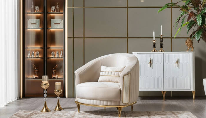 Fauteuil Modern Bank Bank Sofa Ontspannen Stof Lounge Textiel Stoel Luxe Zitplaatsen Polyester