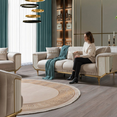 Luxe driezitsbankbank moderne banken textiel stoffen banken 234 cm