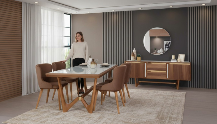 Eetkamerset Tafel Tafels 6-delig Set Nieuwe Eettafel 4x Stoelen Stoel Eetkamer Set