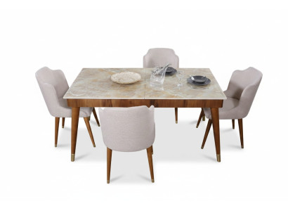 Eetkamer houten tafels eetgroep set stoel groep nieuw tafel 4x design stoelen 5-delig.