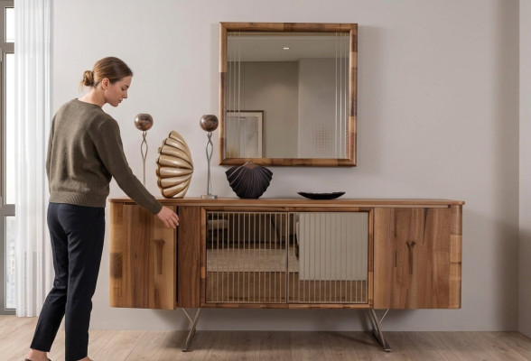 Sideboards Houten Kast Meubels Ladenkast Bruin Nieuw Dressoir met Spiegel Commode
