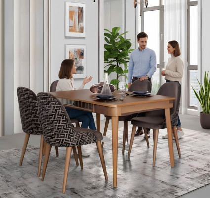 Tafel Ontwerp Stoelen 5-delige Eetkamer Houten Tafels Eethoek Set Stoel Groep Nieuw