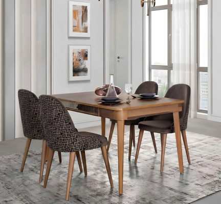 Tafel Ontwerp Stoelen 5-delige Eetkamer Houten Tafels Eethoek Set Stoel Groep Nieuw