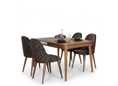 Tafel Ontwerp Stoelen 5-delige Eetkamer Houten Tafels Eethoek Set Stoel Groep Nieuw