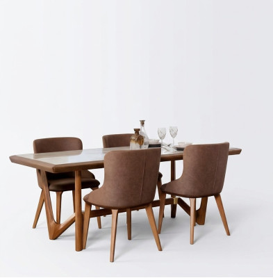 Luxe set eetkamer eettafel stoel tafel tafels stoelen hout ontwerp 5-delig Nieuw