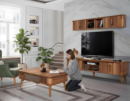 tv Wand Holz Stijl Modern Plank Woonkamermeubels Kast Nieuw Moderne Woonwand Nieuw
