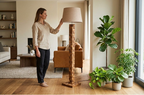 Staande lamp Vloerlamp Stand Staande lampen Lampen Bruin Modern Lamp Meubels Nieuw
