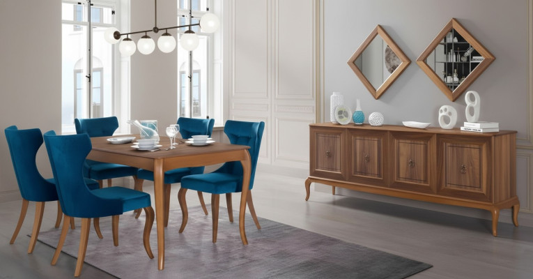 Compleet set eettafel 4x stoelen eetkamerset eetgroep houten tafel tafels 6-delig