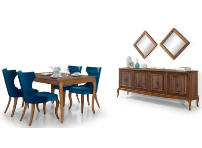 Compleet set eettafel 4x stoelen eetkamerset eetgroep houten tafel tafels 6-delig