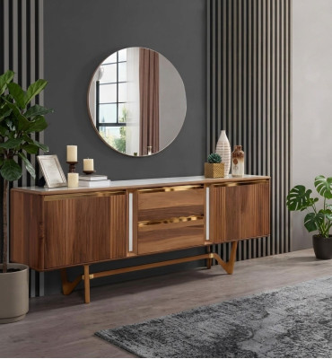 Sideboard commodeset Italiaanse meubels 2-delig kast houten ladekast met spiegel