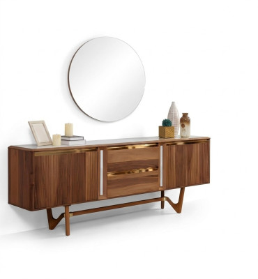 Sideboard commodeset Italiaanse meubels 2-delig kast houten ladekast met spiegel