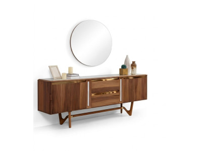 Sideboard commodeset Italiaanse meubels 2-delig kast houten ladekast met spiegel