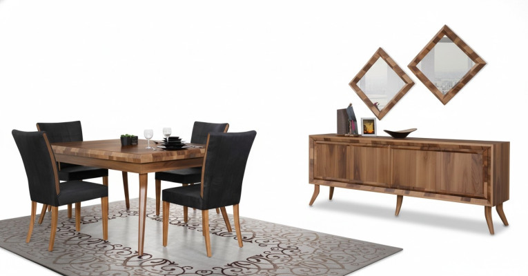 Eetkamerset Eettafel 4 stoelen dressoir tafels hout design groep garnituur 6-delig