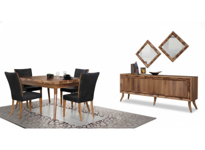 Eetkamerset Eettafel 4 stoelen dressoir tafels hout design groep garnituur 6-delig