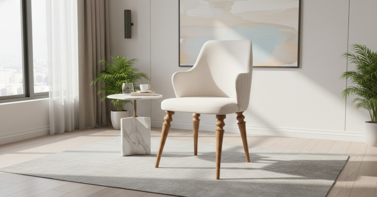 Stoel Stoelen Luxe Ontwerp Fauteuil Hout Bekleding Nieuw Modern Eetkamer Meubels Hout