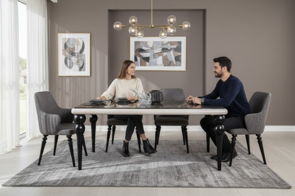 Tafel Compleet Set Eettafel 4x Stoelen Eetkamer Set Eetgroep Houten Tafel 5 delig
