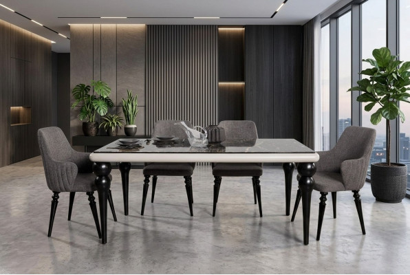 Tafel Compleet Set Eettafel 4x Stoelen Eetkamer Set Eetgroep Houten Tafel 5 delig
