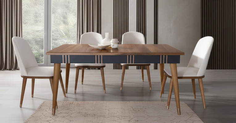 Tafel Eetkamer Set Eettafel Stoel Set 5-delig. Textiel Houtleunstoelen Meubels