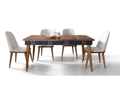 Tafel Eetkamer Set Eettafel Stoel Set 5-delig. Textiel Houtleunstoelen Meubels